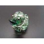 Swarovski Crystal - a green crystal Duck 'Happy Birthday', approx 5.