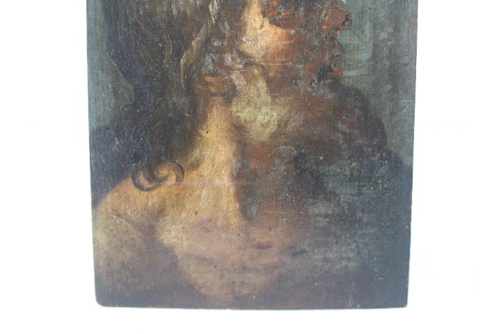 A small oil on panel depicting a bearded - Image 3 of 6