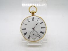 18K - A yellow metal cased pocket watch,