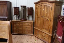 Hardwood arched top double door combination wardrobe, 205 x 130 x 67cm,