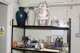 Collection of various china and glass including three large vases, Oriental Eggshell coffee ware,