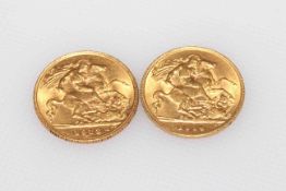 1913 and 1914 gold half sovereigns (2).