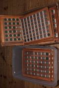 A good collection of early silver coinage, housed in wooden coin trays. Dating c1800s to 1960s.