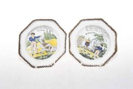 Two early 19th Century plates 'My Tippoo' and 'My Noble Pony' 13cm dia.