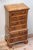 Yew and mahogany eight drawer glove chest,