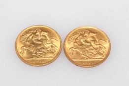 1911 and 1912 gold half sovereigns (2).