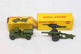 Two Dinky toys Army Water Tanker 643 and 7.2 Howitzer 693.