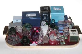 Collection of glass animals, paperweights and ornaments.