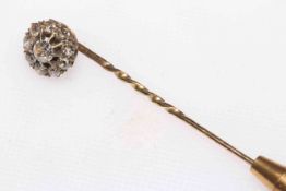 Victorian flower head design diamond stick pin,