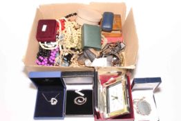 Box of costume jewellery inc watches and cufflinks