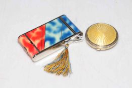 Silver and gold Guilloche enamel compact and cigarette case.