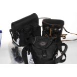 Pair of USSR binoculars and case, pair of 10x50 binoculars and Finepix S5600 camera and case.