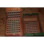 A very good collection of early silver coinage, housed in wooden coin trays. Dating c1679 to c1940s.