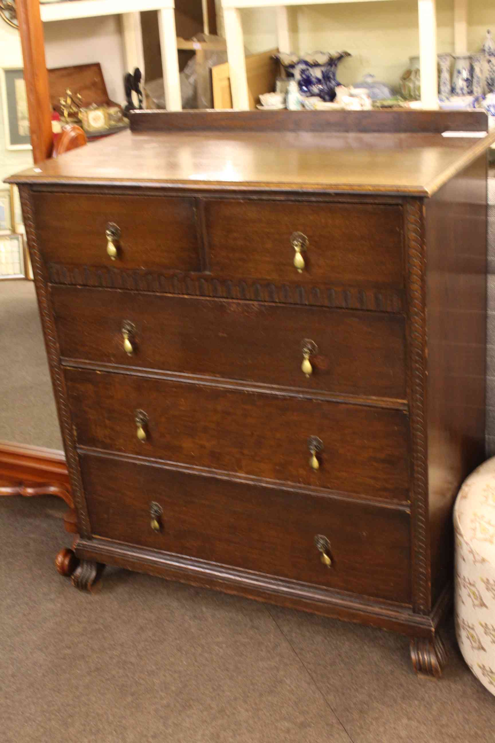 Waring & Gillow chest of two short above three long drawers, 112 x 95 x 49cm.