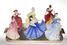 Six Royal Doulton ladies, Ninette, Belle, Rebecca, Elaine, Summer Scent and Buttercup.