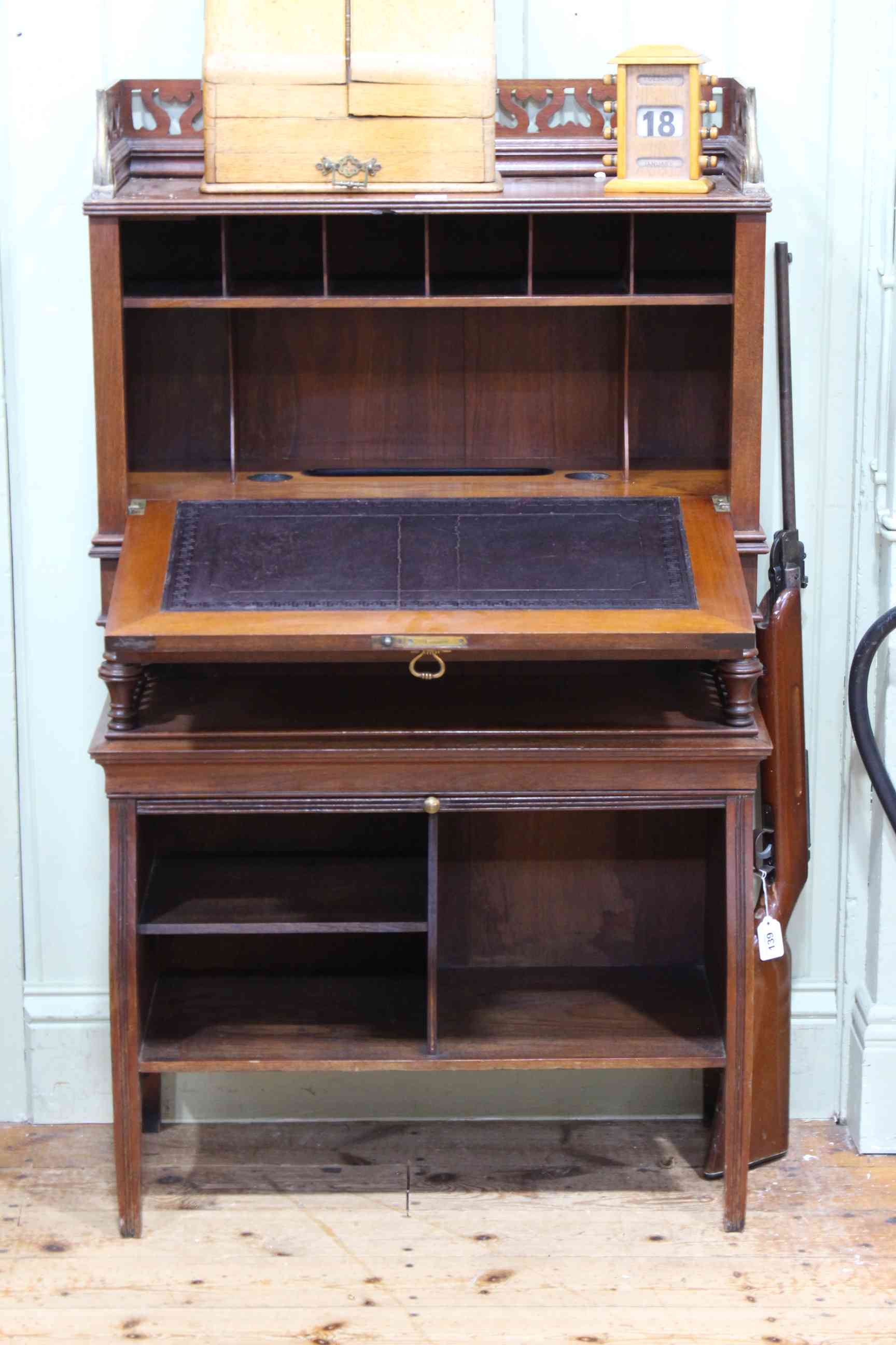 Late 19th Century/early 20th Century writing bureau cabinet, - Image 2 of 2