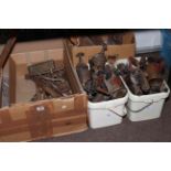 Collection of tools including blow torches, saws etc.