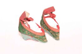 19th Century Chinese girl's silk embroidered shoes.