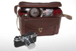 Leica iiic camera serial no. 375672 (red shutter curtains) including hard case, manual etc.