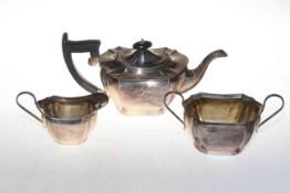 Three piece silver tea set, Sheffield 1931 by Edward Vogel.