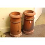 Pair circular terracotta chimney pots, 60 x 31cm dia.