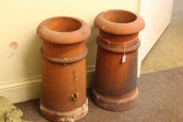 Pair circular terracotta chimney pots, 60 x 31cm dia.