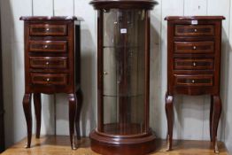 Pair neat serpentine front dour drawer pedestal chests, 80 x 34 x 28cm.