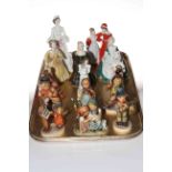 Five Coalport, two Royal Doulton and Royal Worcester figures together with six Hummel figures.