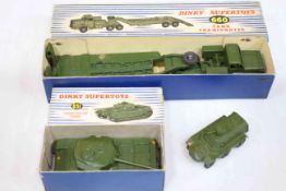 Dinky Supertoys Tank Transporter 660 and Centurion Tank 651 and Dinky Toys Armoured Personnel