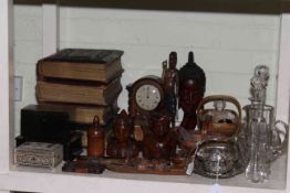 Four antique cabinet photograph albums (majority filled), African carved wood sculptures,