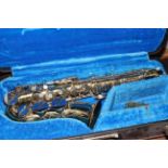 Imported by Boosey & Hawkes, 'Powertone' 97552 made in Czechoslovakia saxophone in case.