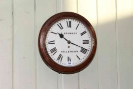 Oak cased 12in dial fusee wall clock, E Brunner, Hull and Hedon.