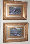 Pair 19th Century oils of rivers in landscapes, 18 x 27cm, in gilt glazed frames.