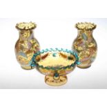 Trio of Victorian Moser polychrome glass.