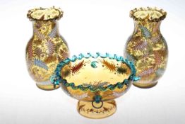 Trio of Victorian Moser polychrome glass.