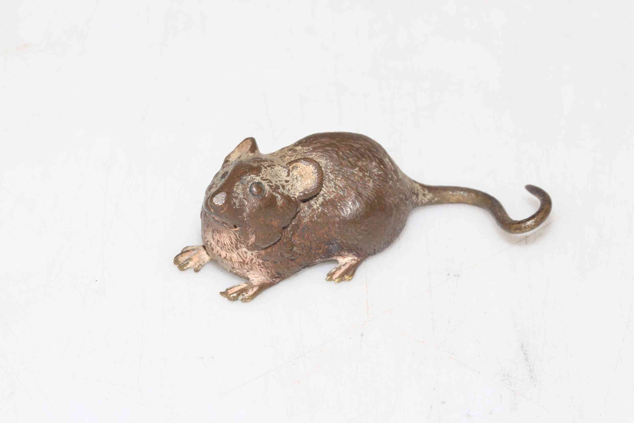 Austrian cold painted bronze model of a dormouse, early 20th Century, probably Bergman,