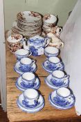 Twenty one piece blue and white dolls tea service and assorted teaware.