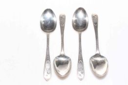 Set of four Victorian silver spoons, Exeter 1862.