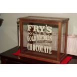 Vintage Fry's Chocolate advert table top display cabinet, 46cm by 40cm.