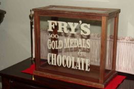 Vintage Fry's Chocolate advert table top display cabinet, 46cm by 40cm.