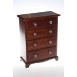 Victorian mahogany apprentice chest of five drawers, 36cm.