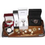 Silver pocket watch and collection of wristwatches.