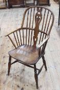 Antique Windsor pierced splat back elbow chair.