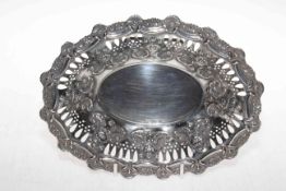 Silver embossed and pierced oval shaped bonbon dish, Sheffield 1900.