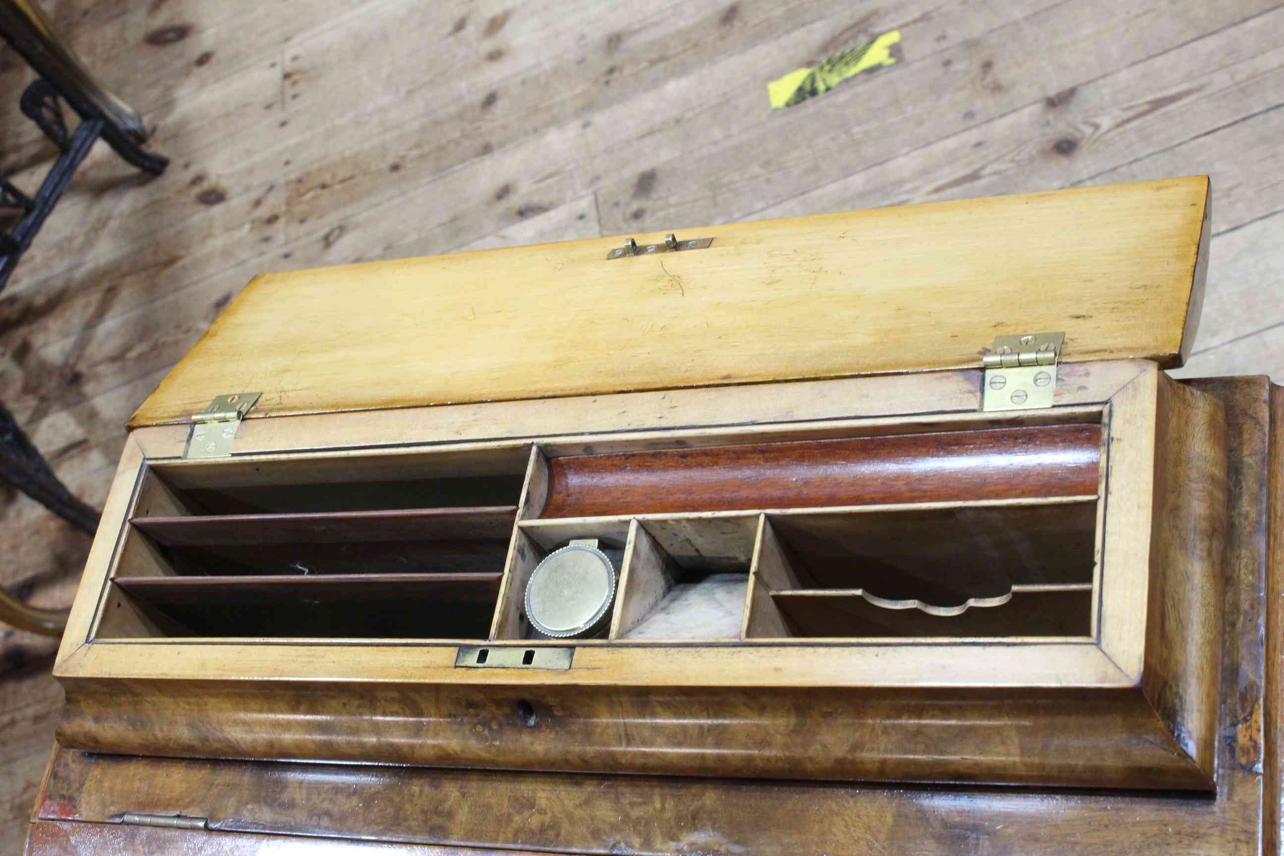 Victorian figured walnut davenport fitted with stationery compartments and four side drawers, - Image 4 of 4