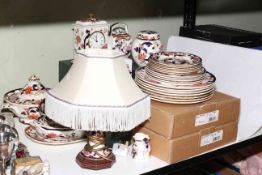 Mason's Ironstone Mandalay porcelain including table lamp, tureen, dinner plates, clock, etc,