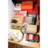 Vintage games including Lotto, Tiddlywinks, Dominoes, boxed Chess Set, Playing Cards, etc.
