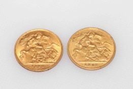 1907 and 1910 gold half sovereigns (2).