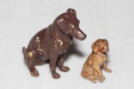 Two cold painted bronze dog figures, probably Austrian, 8cm high and 4cm high.