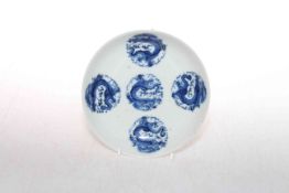 Chinese blue and white saucer dish decorated with five serpent medallions, 13.5cm. dia.